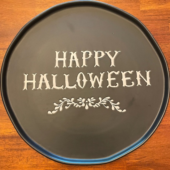 Target Threshold 13” Happy Halloween Matte Stoneware Platter with Gold tools - Picture 2 of 10